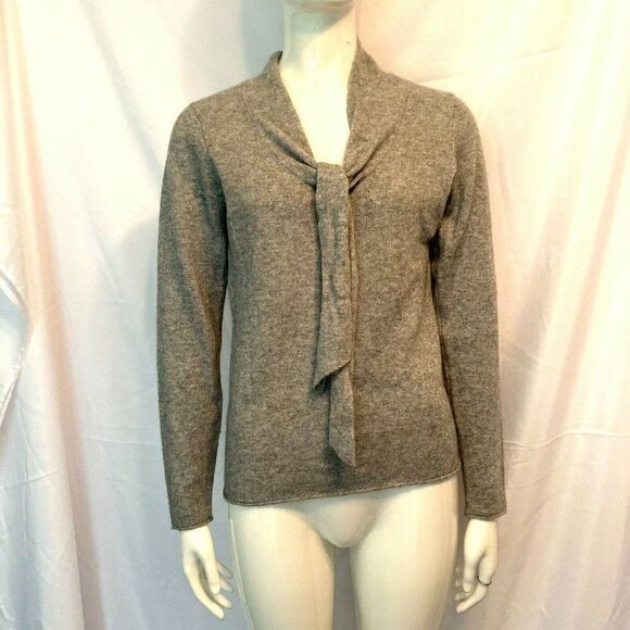 cashmere cache Sweaters - Cashmere Cache Sm Gray Tie Front pullover top Knit